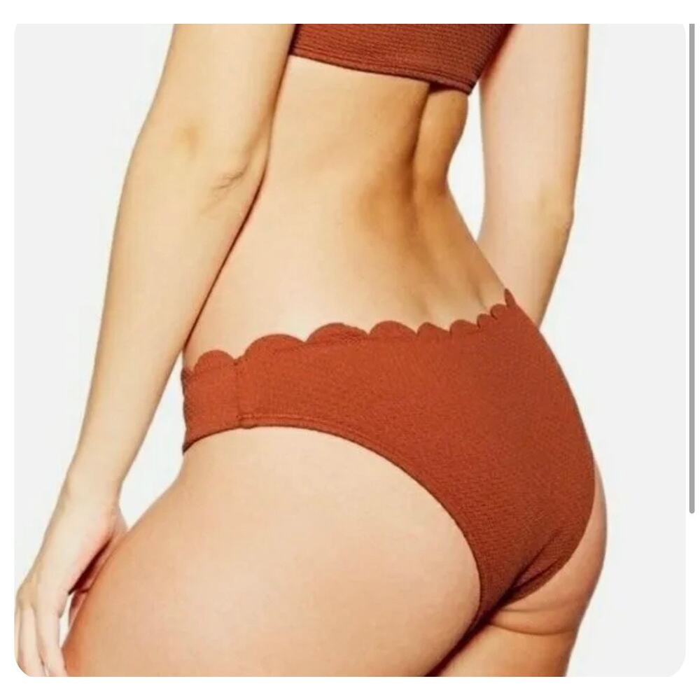Topshop Textured Scallop Bikini Swim Bottom Rust Brown US Size 8 - Picture 6 of 6